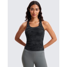 CRZ YOGA Butterluxe Racerback Workout Tank Tops for Women Tight Sleeveless Camisole Gym Athletic Yoga Shirts Dark Grey Camouflage 2 Medium