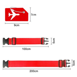 4 Pcs Luggage Suitcase Straps Set, Heavy Duty Luggage Straps Adjustable Luggage Belts Travel Suitcase Belts With 2 Pcs Name ID Card for Luggage Suitcase Travel(Red)