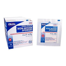 Dukal DUK 7224 Clinisorb Non-Woven Gauze Sponge, Sterile, 4-Ply, 2" x 2" (Pack of 3000)