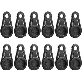 12 Pcs Tarp Grabbers Black Plastic Tarp Clips Movable Tarp Snaps Clip for Outdoor Camping, Tent, Awning, Banner, Cover, Plastic Sheeting