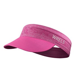 WRELS Sombrero de sol con visera para niños, mujeres y hombres, gorra deportiva ajustable y plegable con banda para el sudor (46-60 cm), Rosa Rojo, One Size-Large