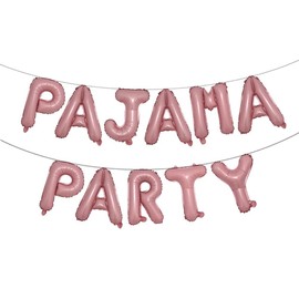 16 inch Pajama Party Balloons Banner Girls Sleepover Birthday Party Decoration Slumber Parites Banner Colorful Balloons Backdrop (PAJAMA PARTY Pink)