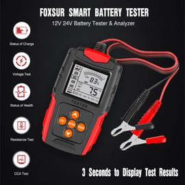 Foxwer Analizador digital de diagnóstico de salud automotriz analizador de batería automático 12 V 24 V CCA probador de batería probador de carga probador de capacidad de batería para húmedo/gel/SLA/inundado/EFB/plomo-ácido/AGM/STD