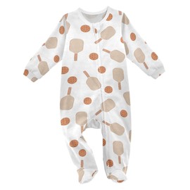 Dussdil Summer Sport Ball Pickleball Baby One-Piece Footies Newborn Rompers Pajamas Cotton Footed Pjs for Sleep Play Boys Girls 18M