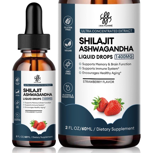 Shilajit Liquid Drop 1400MG with Ashwagandha for Enhanced Energy and