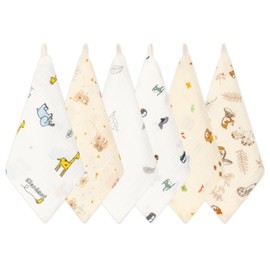 norinori Baby Muslin Face Cloths Pack of 6 Newborn Muslin Squares 100% Soft Cotton Multi-Purpose Baby Face Towels 25 x 25 cm Children's Bath Towel for Boys and Girls Baby Towels