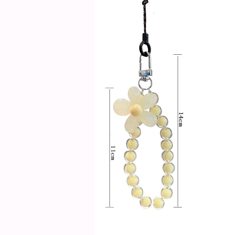 Wuxichiyan Strap Smartphone Pink Flower Bead Bracelet Wrist Fall Prevention