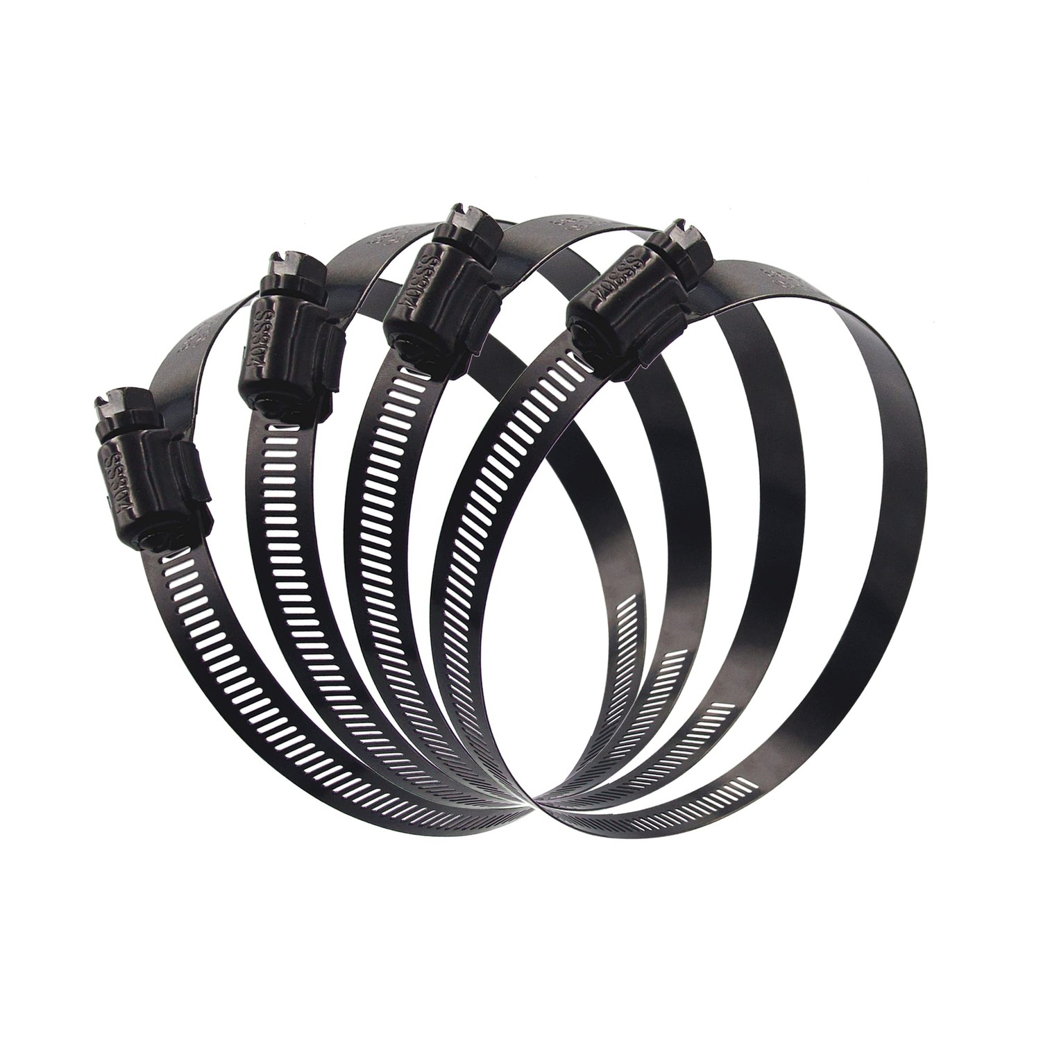 ISPINNER 2-Pack 5-Inch Stainless Steel Worm Gear Hose Clamp – Adjustable 105-127mm, 304 Stainless, Black Finish, For Plumbing, Auto & Marine Fuel Lines
