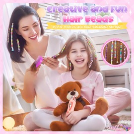 Gifts for 5 6 7 8 Year Old Girls Kids: Hair Accessories Girls Toys Age 7-12 Kids Hair Beads for Braids Girl Birthday Presents Age 8 9 10 Fun DIY Hair Princess Decoration Braiding Kit Gems Stamper