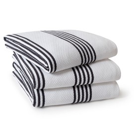 Kassatex Newbury Kitchen Towels - Set of 3 (Dark Grey)