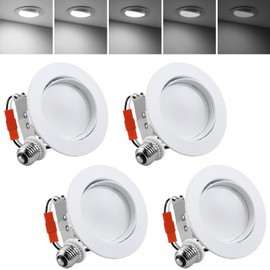 TORCHSTAR 4 Inch Gimbal LED Recessed Light, Dimmable Downlight, CRI90+, 10W Directional Lighting, Adjustable Can Light, UL & ES Listed, 5000K Daylight, Pack of 4