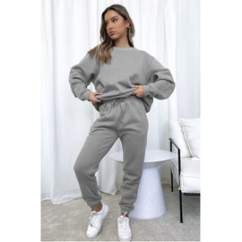 Alunzoem Sweatsuits for Women Set Casual Long Sleeve Solid Color Sweatshirt and Sweatpants Two Piece Jogging Outfits Grey S