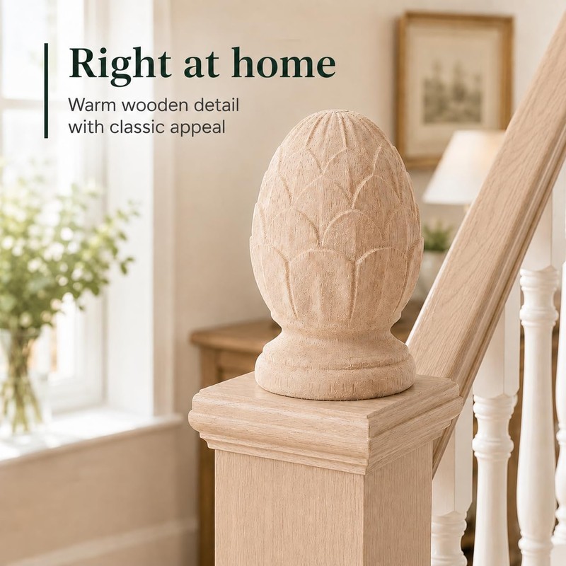 Warmhm Wood Pineapple Finial: Newel Post Cap for Staircase Bannisters