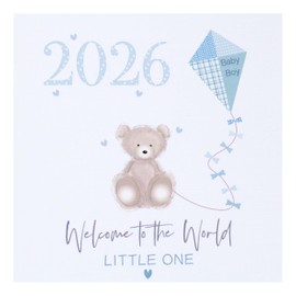 New Baby Boy Card 2026 - Handmade Welcome to the World, Newborn Baby Card - Blue Teddy Bear Theme - Size 15 x 15cm, Blank Inside