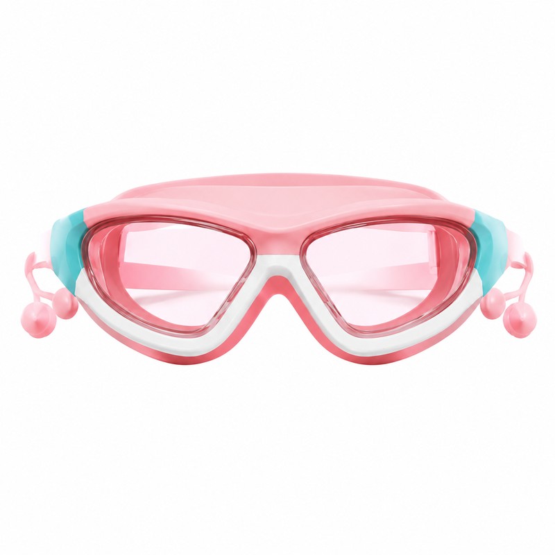 Kids Swim Goggles with Earplugs – Anti-Fog Waterproof Large Frame