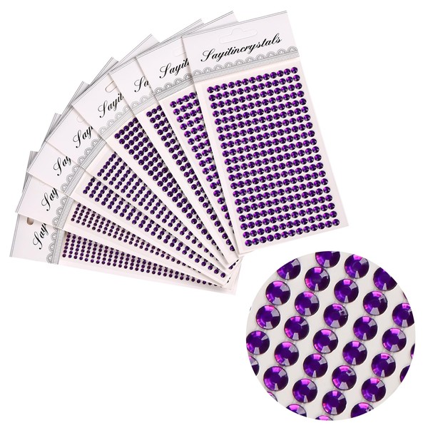 Uxney 8 Sheets Rhinestone Stickers，3584 Pcs Gem Stickers for DIY