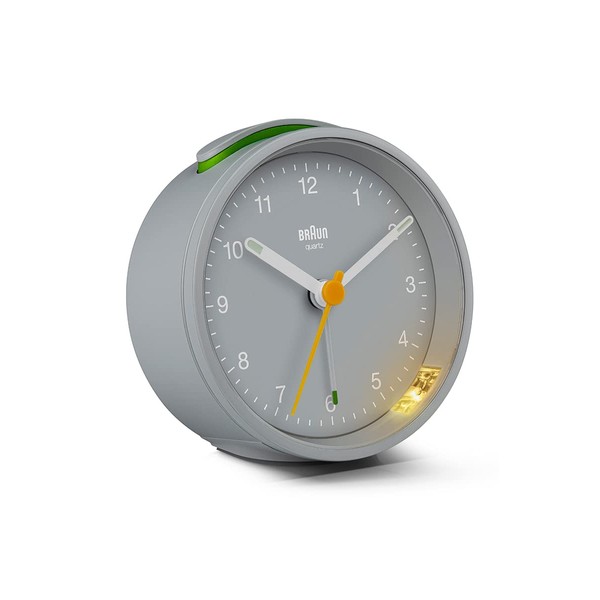 BRAUN/Brown Table Clock, Alarm Clock, Gray, BC12G Analog Alarm Clock,