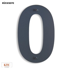KTC-HOME - Premium House Number Anthracite Including Mounting Material - Powder Coated - Arial - Height 20 cm - RAL 7016 - Rustproof and Weatherproof House Number Plate - House Number 0 -