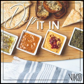 Vikko Porcelain White Dipping Sauce Cups, Set of 4, Square, Stackable, 2.0 oz, Microwave and Dishwasher Safe