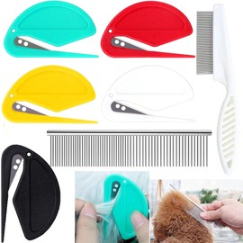 pet supplies，fur remover tool，pet knot opener，cat grooming supplies，dog grooming tools，dematting comb for cats（5 Pcs Knotting Comb for Cats +Grooming Combs ）