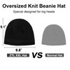 Oversize XXL Mens Beanie Hat for Big Heads 23.6"-25.6", Large