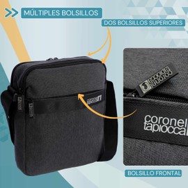 Coronel Tapiocca Men's Bolso Bandolera para Hombre Amancio Shoulder Bags, Black, 23x6x28 cm