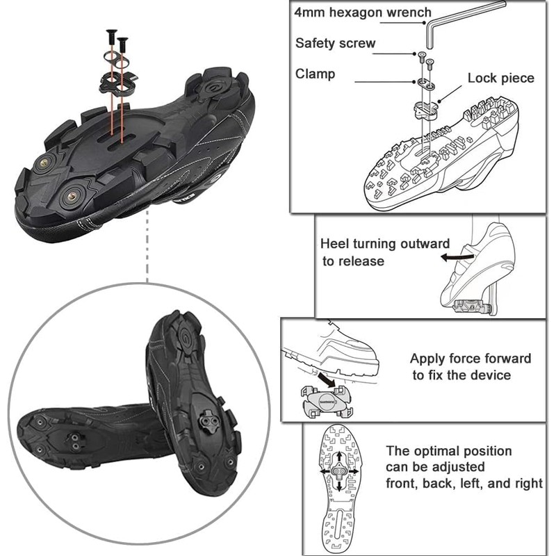 9 Piece SPD Cleat Set Bicycle Shoe Cleats Repair Parts