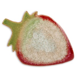 100 North Dock 6 Pottery Unique Handmade Specialty Shaped 6 x 4 Inch Glazed Ceramic and Glass Home Décor Drink Coaster, Red, Green, Strawberry