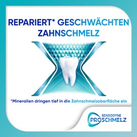 Sensodyne ProSchmelz Repair Whitening Zahncreme, 3x 75ml, tägliche Zahnpasta mit Fluorid, repariert nachweislich durch Säuren geschwächten Zahnschmelz & entfernt Verfärbungen