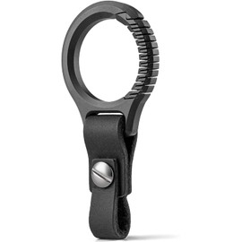 TISUR Titanium Keychain, Genuine Leather, Round Shape, Carabiner, Small Size, Men's Leather Keychain, Fashionable Key Ring, Clip, Key Case, Car Key, Black