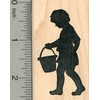 Boy Silhouette Rubber Stamp, with Bucket, Beach Series, Easter Egg