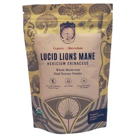 Hamilton’s Lucid Lion’s Mane | Organic Mushroom Extract Powder for Synapse Repair, Nerve Growth Factor, Focus, Memory, and Concentration | High Potency | 30% Beta Glucans | GF, Non-GMO, Vegan (100g)
