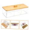 Ciieeo Bamboo Storage 3 Sections for Cotton Pads Compact Bathroom