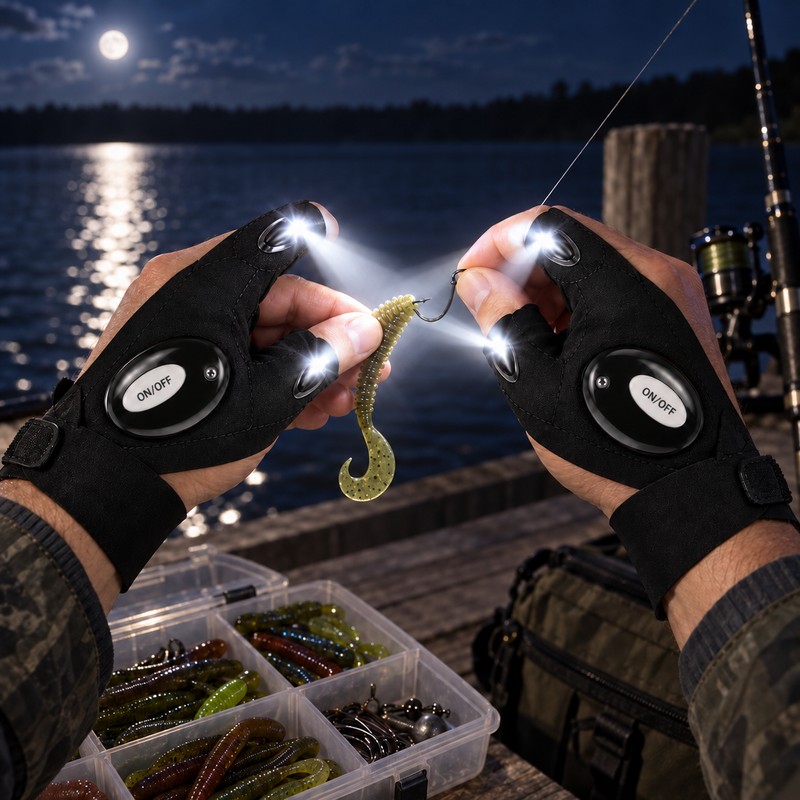 LED Fingerless Glove for Night Tasks – Hands-Free Light with