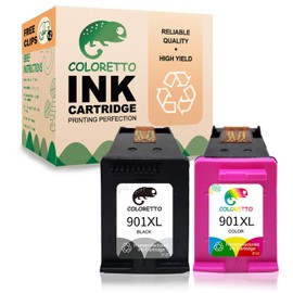 COLORETTO Remanufactured Printer Ink Cartridge Replacement for HP 901XL to use with HP Officejet 4500 G510a G510g G510n J4500 J4524 J4624 J4660 J468 (1 Black+1 Color) Combo Pack
