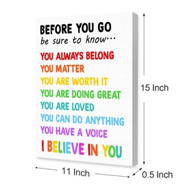 OTINGQD Before You Go Wall Art,Positive Affirmations Canvas Wall Art,Motivational Classroom Wall Decor,Inspirational Wall Decor for Kids Room