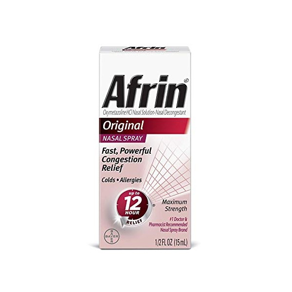 Afrin Nasal Spray 12 Hour Relief, Original, 0.5 fl oz (Pack of 3)