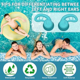 Tapones para los oídos de natación para adultos, 6 pares de tapones de silicona reutilizables impermeables coloridos para natación, ducha, esnórquel, 