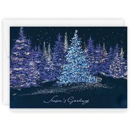 The Gallery Collection, 25 Count Card Pack, Christmas Cards with Foil Lined Envelopes (Sparkling Pines), For Business or Consumer