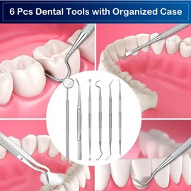 Dental Tools, Professional Teeth Cleaning Tools Dental Hygiene Tools Kit Stainless Steel Plaque Remover Tartar Scraper(Pack of 6)