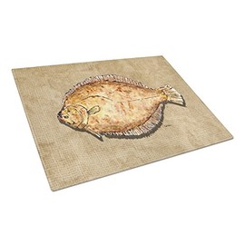 Caroline's Treasures 8821LCB Flounder Glass Cutting Board Large, 12H x 16W, multicolor