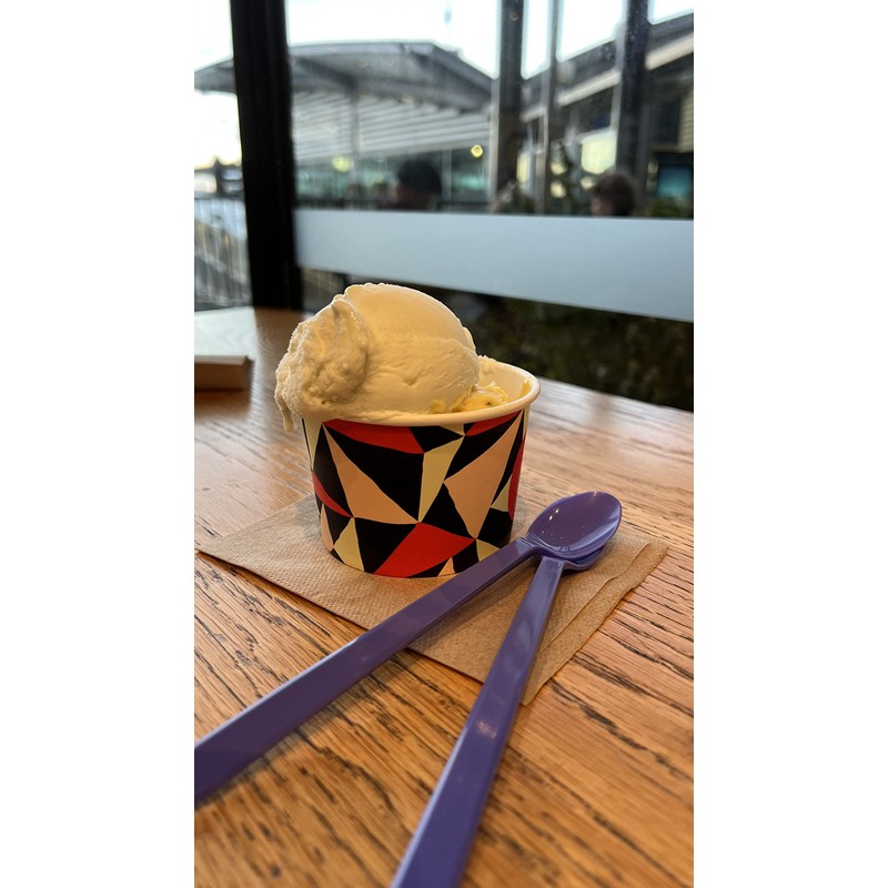 Gmark 50pc 7.5" Plastic Purple Spoons, Ice Cream Spoons Dessert