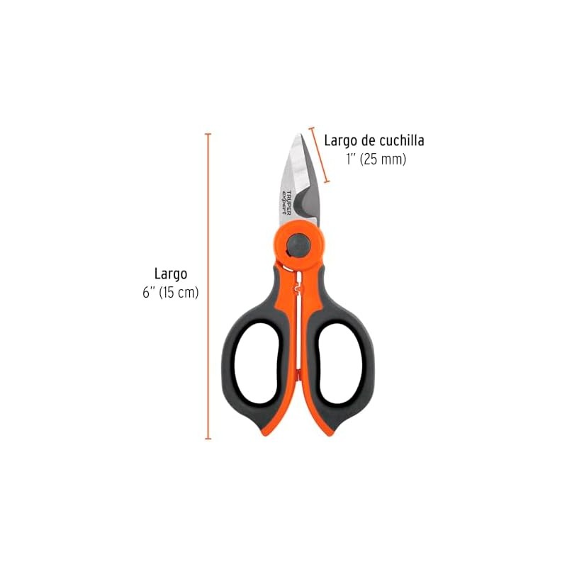 Truper Expert TIEL-6, Tijera 6 para electricista cortes limpios sin