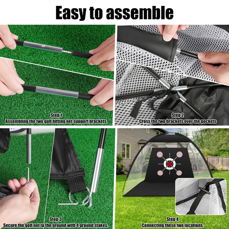 Golf Net,10x7ft Golf Hitting Net with Multiple Targets, All-in-1 Outdoor
