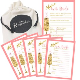 20 x Advice For The Bride Cards with BONUS Keepsake Pouch - 'Rose Pink' Hen Party Cards 'A6' Size - Great Wedding Advice Cards or Advice for the Bride Cards