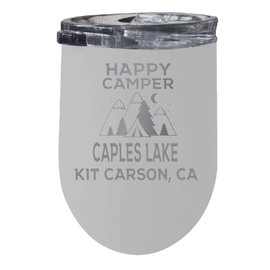 Caples Lake Kit Carson, Ca Souvenir 12 oz White Laser Etched Insulated Wine Stainless Steel Tumbler