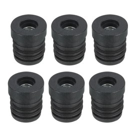 QUARKZMAN Pack of 6 black inserts for round pipes with M6 thread, for 19 mm / 0.75 inch pipe outer diameter, threaded bushings plastic, for roller insert, chair end caps, furniture leg plugs