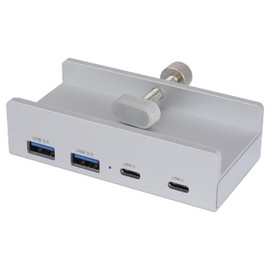 USB Hub, Clamp Fixed, USB3.0, HUB, Type-A, Type-C 4 Ports, USB A, USB C, Aluminum Alloy, Monitor, Desk, Rim, USB Port, Supports Power Supply