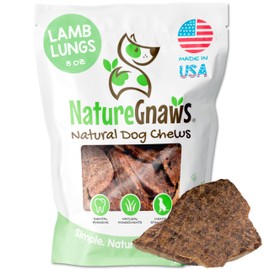 Nature Gnaws USA Lamb Lung Filets for Dogs (8oz) - Single Ingredient Natural Dog Chew Treats – Made in USA - Rawhide Free
