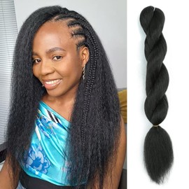 Kinky straight Vixen Crochet Bundles hair 16inch Natural Black Yaki Premium Synthetic Fibers crochet Hair for black women Hair Extension(1Pcs, 1B)
